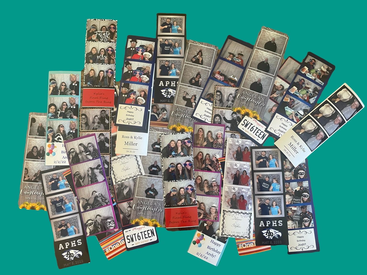Photo booth strips from various events